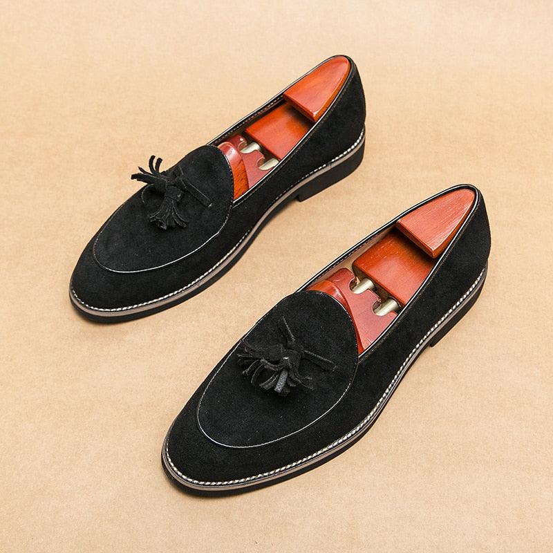 Suede Stitched Tassel Loafers - Men Shoes - Loafer Shoes - Guocali