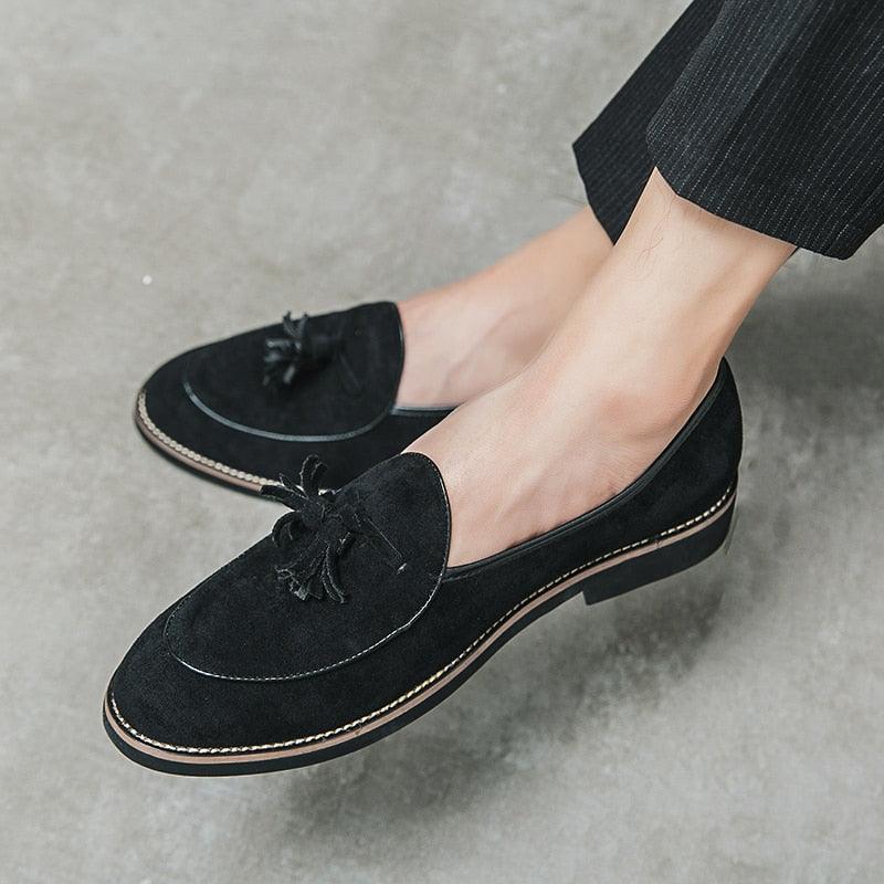 Suede Stitched Tassel Loafers - Men Shoes - Loafer Shoes - Guocali