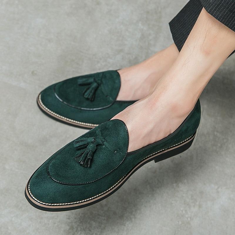 Suede Stitched Tassel Loafers - Men Shoes - Loafer Shoes - Guocali