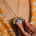Sunflower Pendant Necklace - Engraved (You are my sunshine) -Guocali