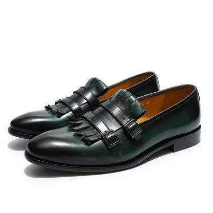 Men Tassel Dress Loafers - Buckles Monk Strap Formal Dress Shoes