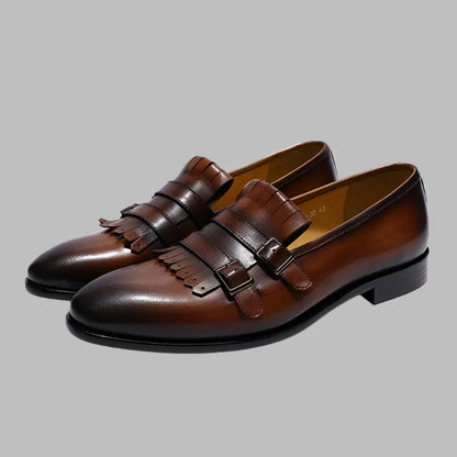 Men Tassel Dress Loafers - Buckles Monk Strap Formal Dress Shoes