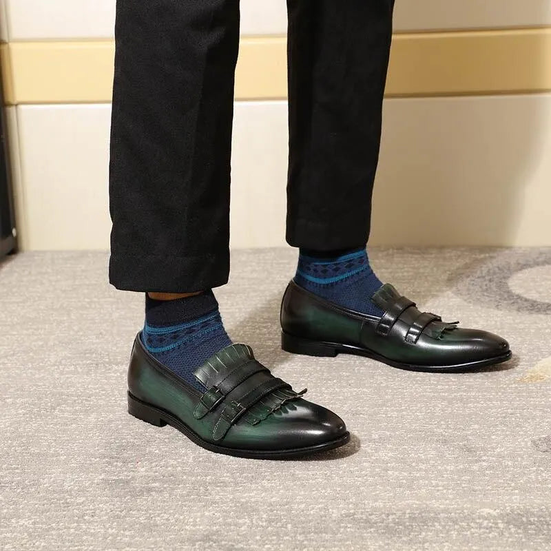 Men Tassel Dress Loafers - Buckles Monk Strap Formal Dress Shoes