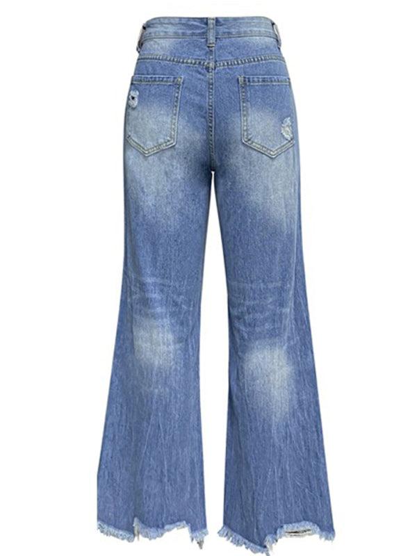 Tassel Ripped Wide Leg Jeans - Wide Leg Jeans - Guocali