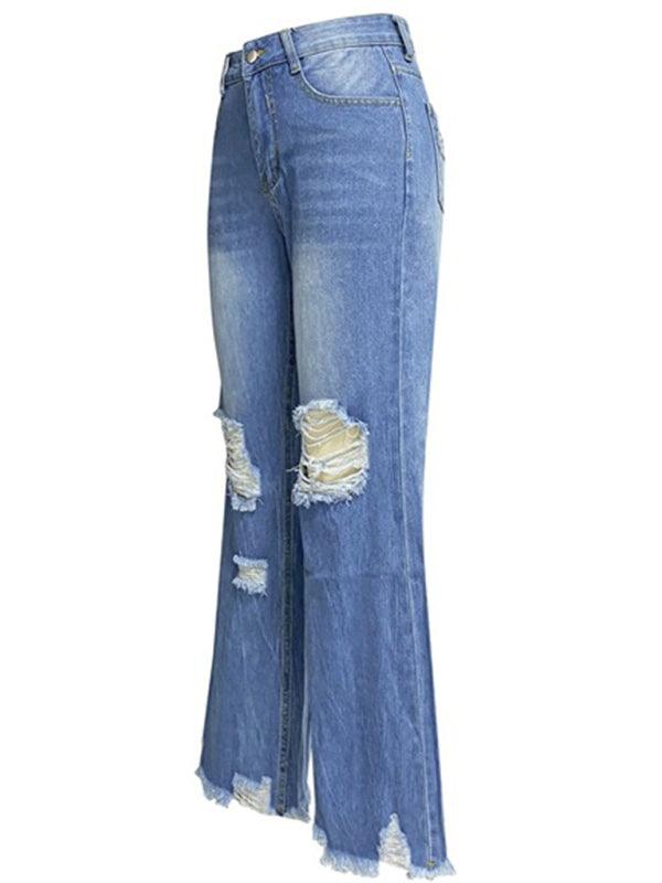 Tassel Ripped Wide Leg Jeans - Wide Leg Jeans - Guocali