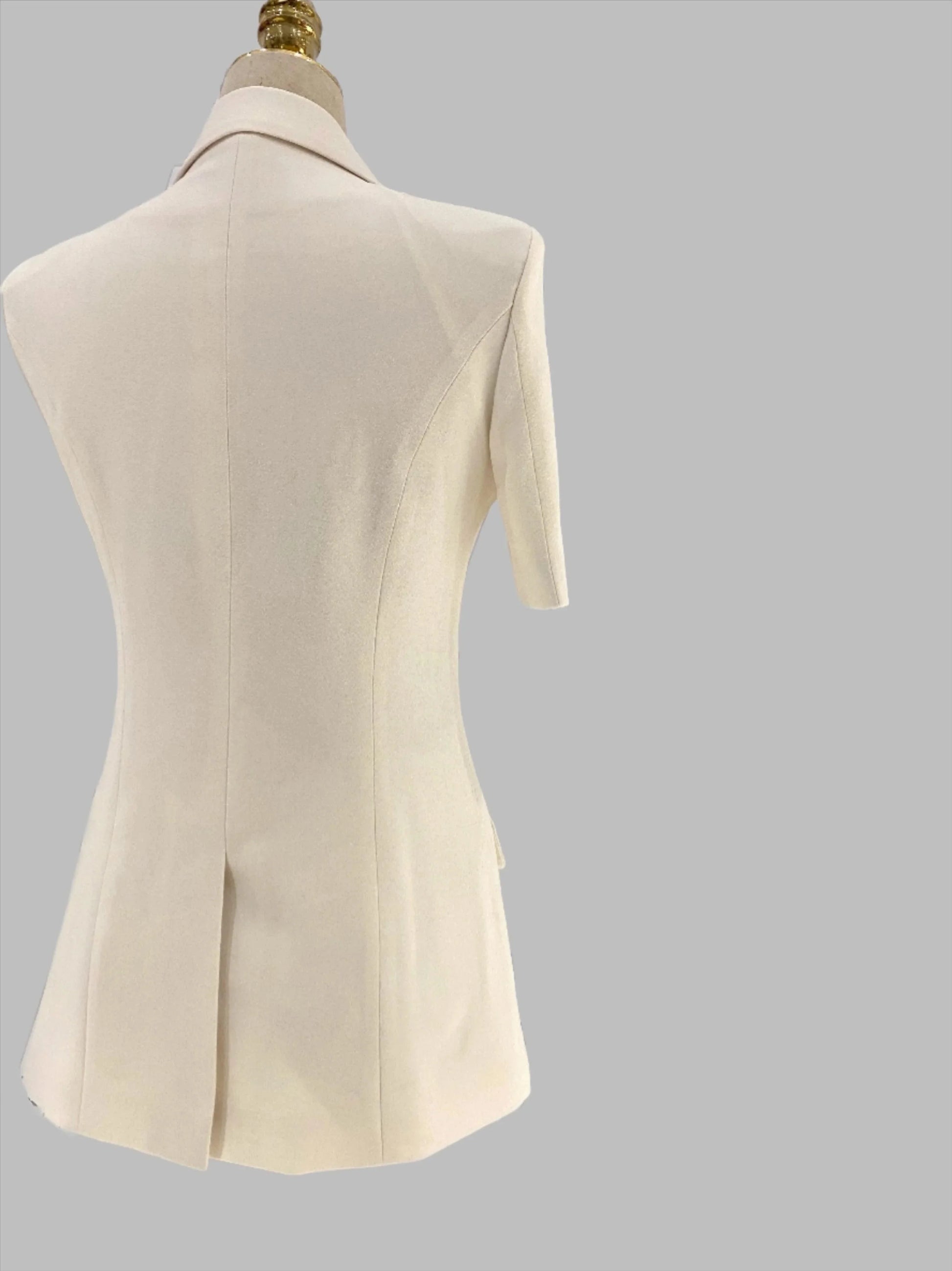 Thin Short Sleeved Women Pant Suit, Off-White, Black -Guocali