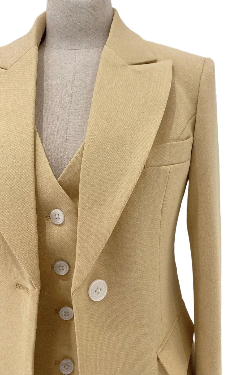 Three Piece Pant Suit - Asymmetrical Vest - Slim Fit Women Trouser Suit -Guocali