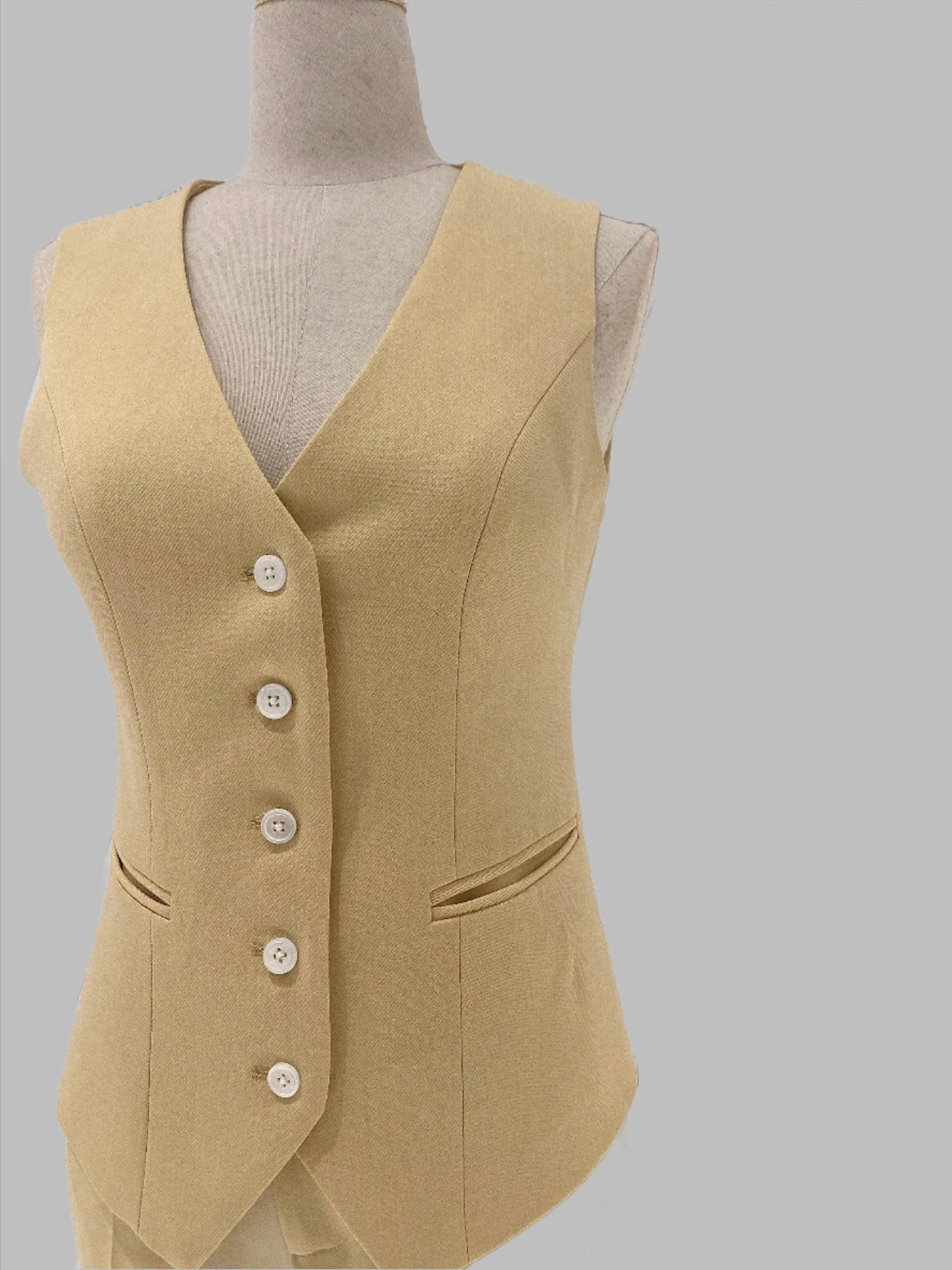 Chic Women's Pant Suit - Solid Button