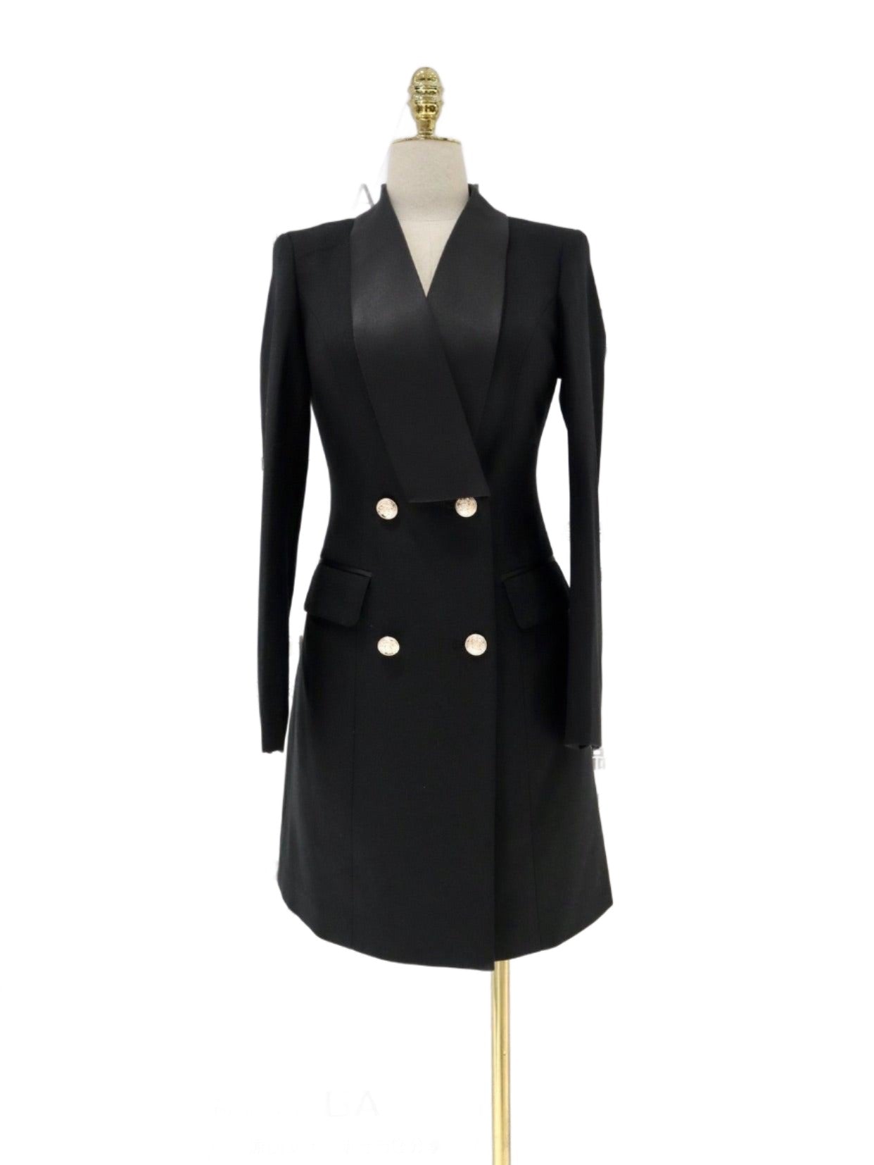 Tuxedo Blazer Dress - Lapel Collar - Double Breasted - Blazer Dress - Guocali