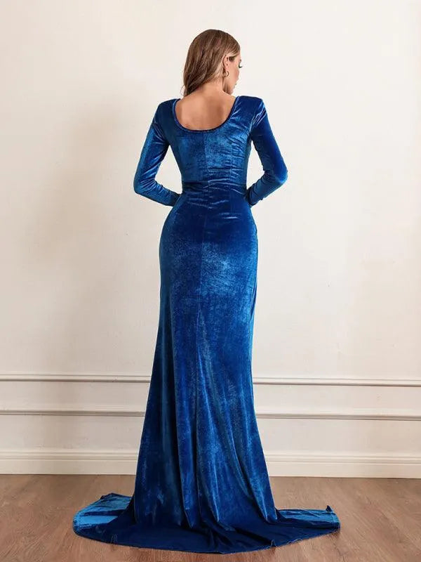 Velvet High Waist Evening Dress -Guocali