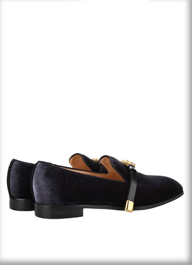 Velvet Men Loafers with Gold Metal Buckle - Men Shoes - Loafer Shoes - Guocali