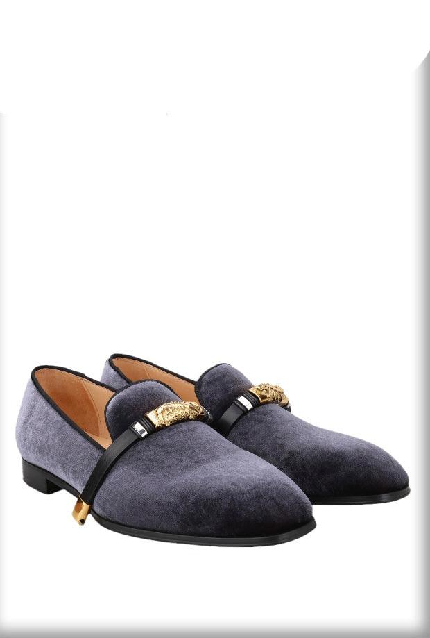 Velvet Men Loafers with Gold Metal Buckle - Men Shoes - Loafer Shoes - Guocali