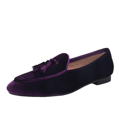 Velvet Men Loafers With Tassels - Men Shoes - Loafer Shoes - Guocali