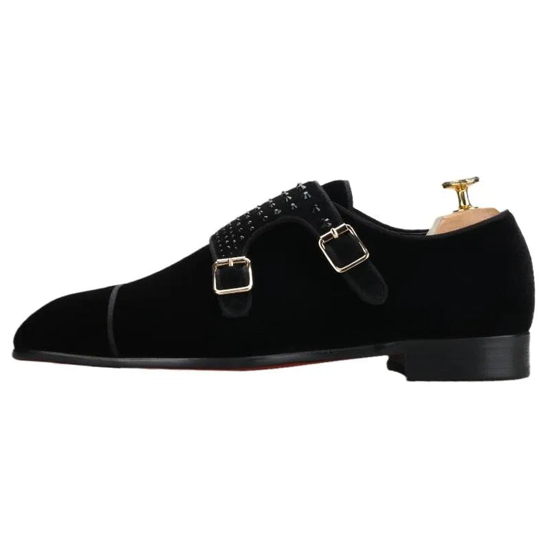 Velvet Monk-Strap Men Loafers - Loafer Shoes - Guocali