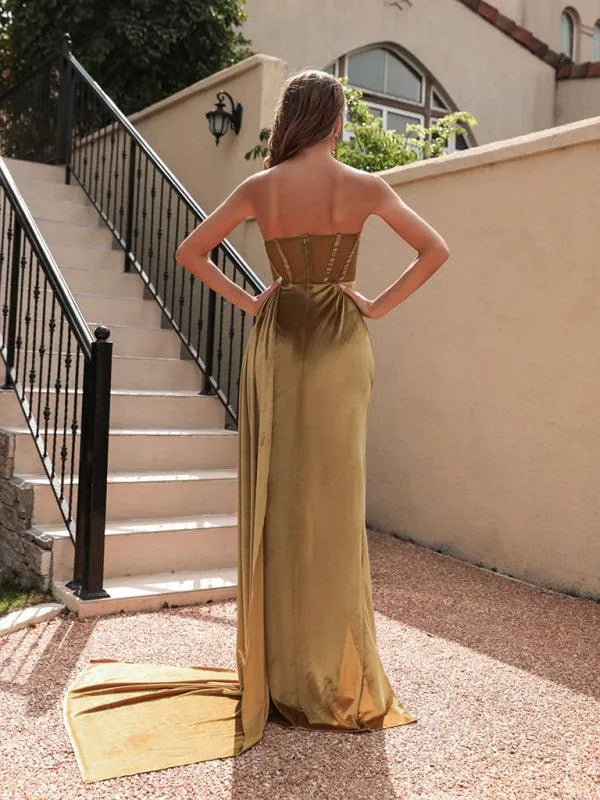 Velvet Tube Top Hollow Party Dress -Guocali