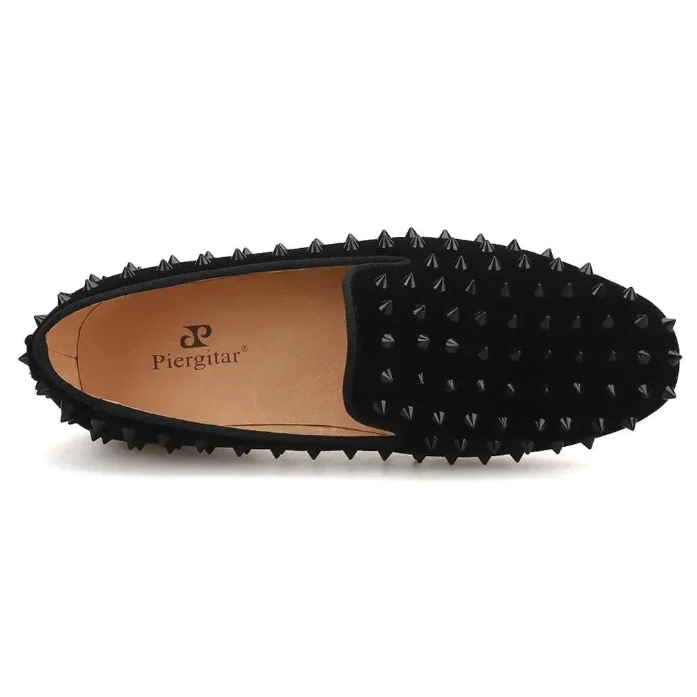 Velvet Women Loafers with Spikes -Guocali