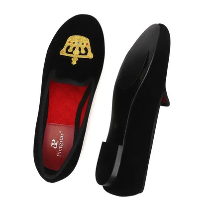 Velvet Women's Loafers with Crown -Guocali