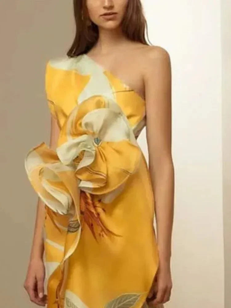 Vintage 3D Floral Strapless Party Dress -Guocali