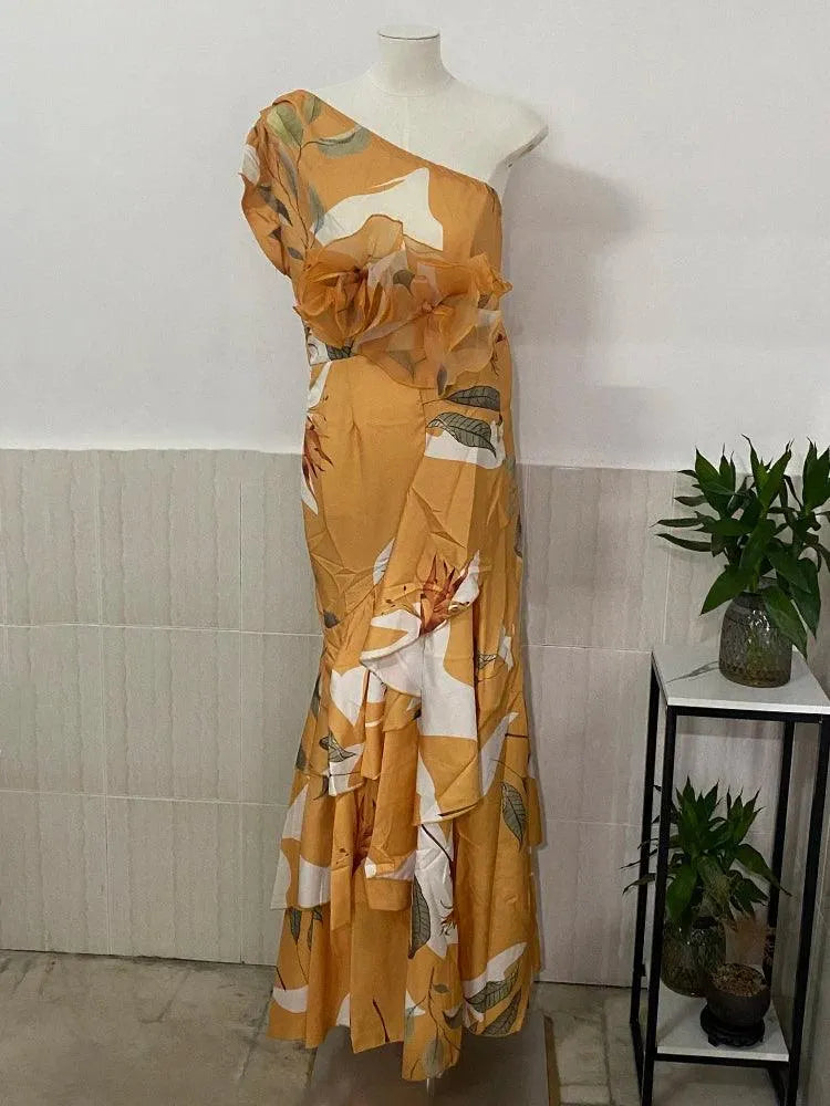 Vintage 3D Floral Strapless Party Dress -Guocali