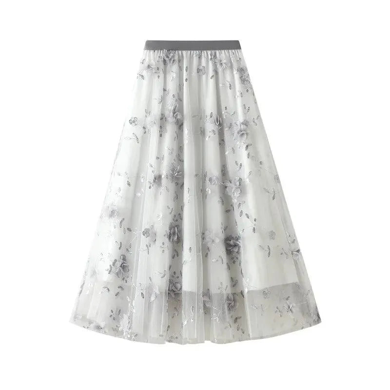 Vintage Contrast A-Line Long Skirt - A-Line Skirt - Guocali