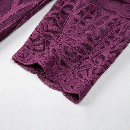 Vintage Embroidered Hollow Sequins Lace Dress -Guocali