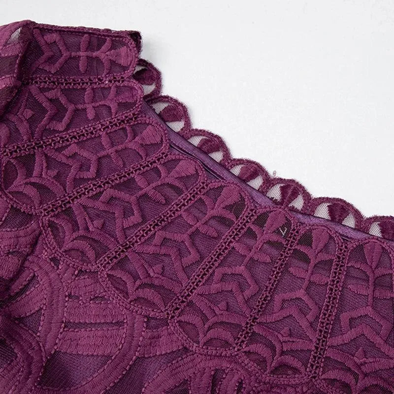 Vintage Embroidered Hollow Sequins Lace Dress -Guocali