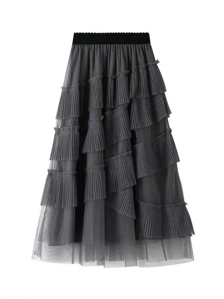 Vintage Skirt Fairy Style Asymmetrical Mesh -Guocali