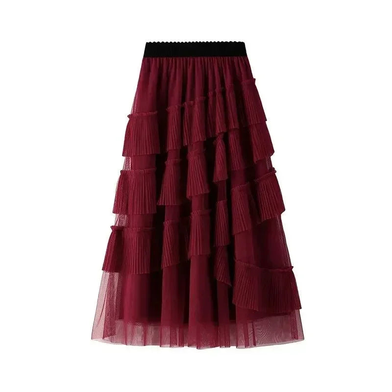 Vintage Skirt Fairy Style Asymmetrical Mesh -Guocali