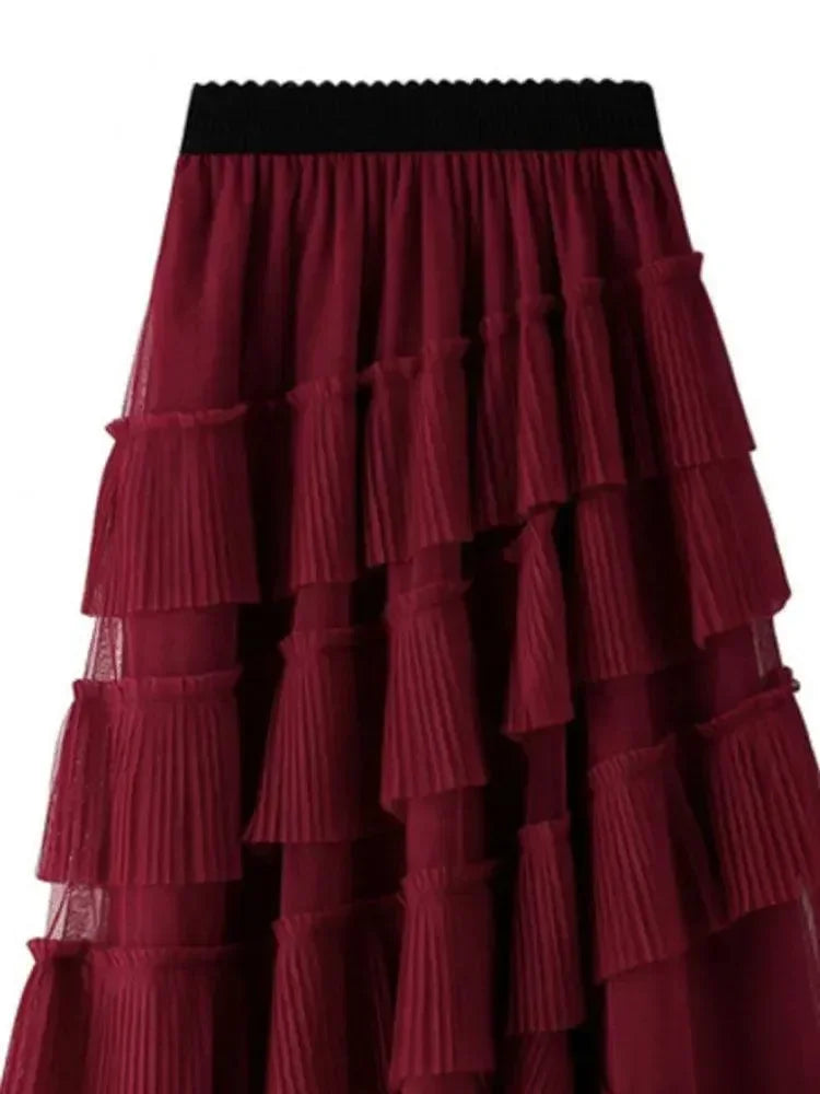 Vintage Skirt Fairy Style Asymmetrical Mesh -Guocali