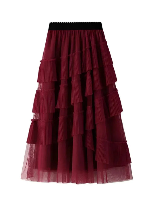 Vintage Skirt Fairy Style Asymmetrical Mesh -Guocali
