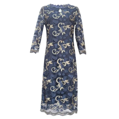Vintage Three-Quarter Floral Loose Dress -Guocali