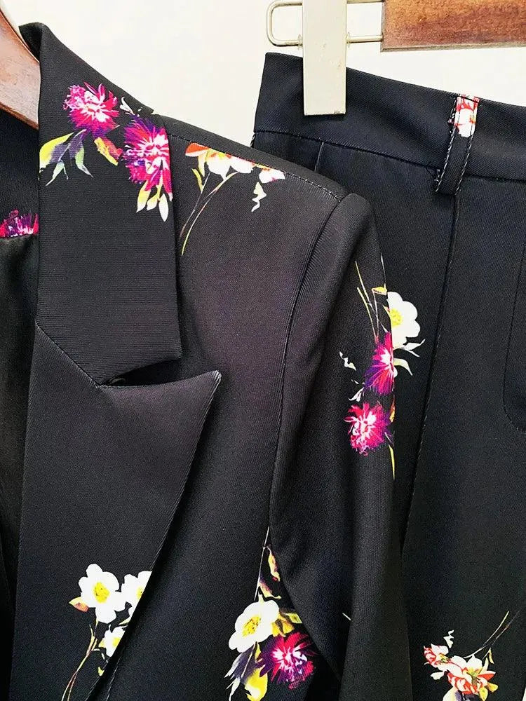 Vintage Women's Pant Suit - Floral Single-Breasted