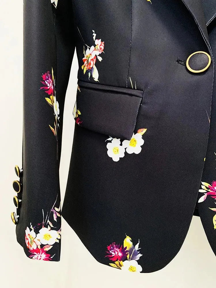 Vintage Women's Pant Suit - Floral Single-Breasted