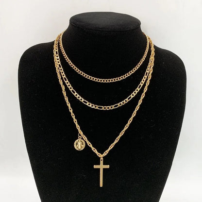 Virgin Mary and Cross Pendant Necklace - Women Jewelry -Guocali