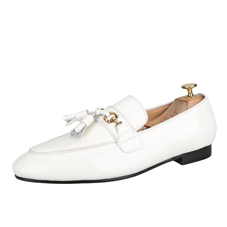 White Patent Leather Men Loafers - Men Shoes - Loafer Shoes - Guocali