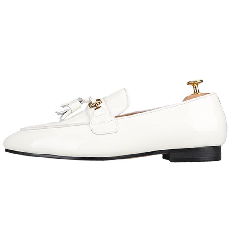 White Patent Leather Men Loafers - Men Shoes - Loafer Shoes - Guocali