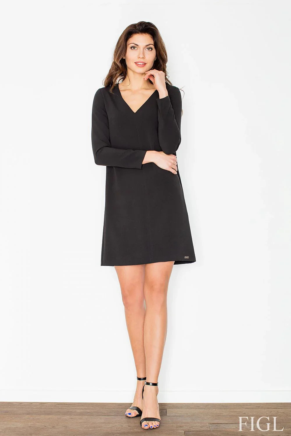 White V Neck Mini Dress Casual Lightweight Fit-Day Dress-GUOCALI
