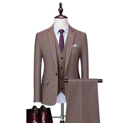 Winter-Ready Woolen 3-Piece Suit for Men -Guocali