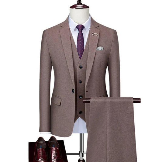 Winter-Ready Woolen 3-Piece Suit for Men - Business Suit - Guocali