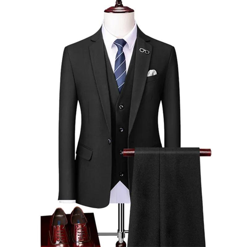 Winter-Ready Woolen 3-Piece Suit for Men - Business Suit - Guocali