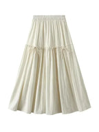 Women A-Line Skirt Bow Detail - High Waist Midi Women Skirt