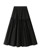 Women A-Line Skirt Bow Detail - High Waist Midi Women Skirt