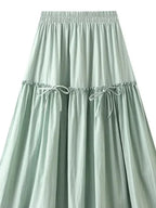 Women A-Line Skirt Bow Detail - High Waist Midi Women Skirt