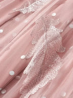Women A-Line Skirt Feather Embroidery - High Waist Midi Women Skirt