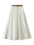 Women A-Line Skirt Minimalist Belt - High Waist Midi Women Skirt