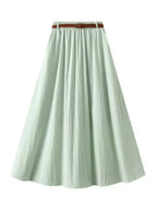 Women A-Line Skirt Minimalist Belt - High Waist Midi Women Skirt