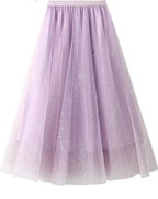 Women A-Line Skirt Sparkling Yarn - High Waist Midi Women Skirt
