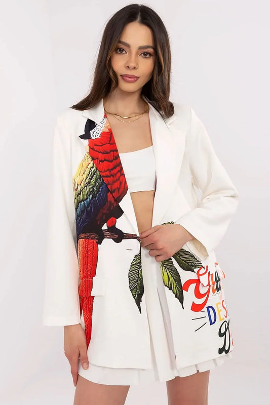 Women Blazer - Breathable - 1-Button - Beige, Multicolor -Guocali