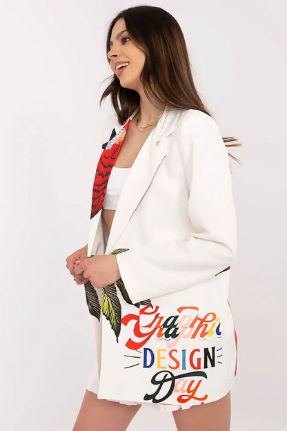 Women Blazer - Breathable - 1-Button - Beige, Multicolor -Guocali