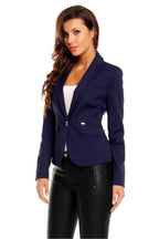 Women Blazer - Breathable - 1-Button - Blue -Guocali